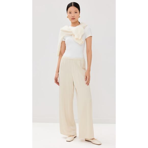 Jenni Kayne Ivory Demi Wide Leg Pants Relaxed Fit Silky Rayon Trousers Large - Picture 11 of 11
